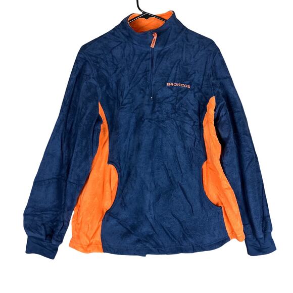 NFL Womens Jacket Blue Denver Broncos Long Sleeve Fleece Pullover 1/4 Zip XL - Picture 1 of 12